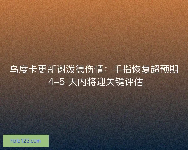 乌度卡更新谢泼德伤情：手指恢复超预期 4-5 天内将迎关键评估